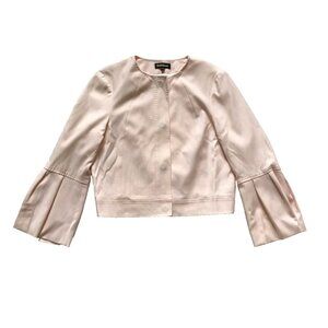 Paul Stuart Snap Button Jacket Blazer Coat Womens 4 Pink Lined Flare Sleeve Wool